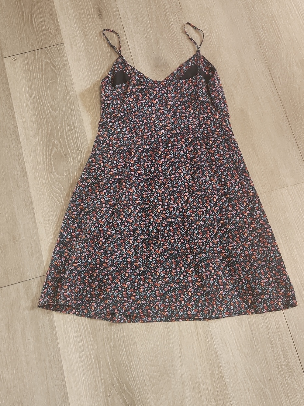 Madewell Black Mini Dress with Pink & Red Floral Print - Picture 3 of 3